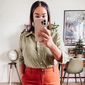 90s Liz Claiborne Green Paisley Button Up